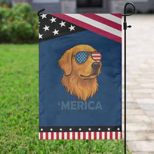 Patriotic Dog 'Merica Garden Flag Golden Retriever Sunglasses Funny 4th Of July TS02 Classic Blue Black Print Your Wear