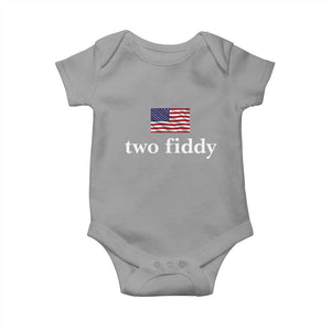 Two Fiddy America 250th Anniversary Minimalist Baby Onesie Funny US American Flag Slang 1776 to 2026 Semiquincentennial