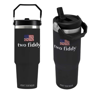 Two Fiddy America 250th Anniversary Minimalist Flip Straw Tumbler Funny US American Flag Slang 1776 to 2026 Semiquincentennial