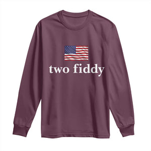 Two Fiddy America 250th Anniversary Minimalist Long Sleeve Shirt Funny US American Flag Slang 1776 to 2026 Semiquincentennial