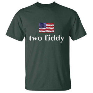 Two Fiddy America 250th Anniversary Minimalist T Shirt Funny US American Flag Slang 1776 to 2026 Semiquincentennial