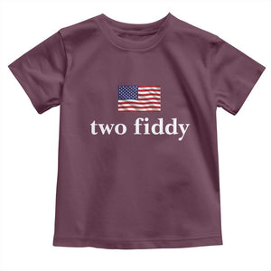Two Fiddy America 250th Anniversary Minimalist Toddler T Shirt Funny US American Flag Slang 1776 to 2026 Semiquincentennial