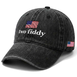 Two Fiddy America 250th Anniversary Minimalist Washed Cotton Baseball Cap Funny US American Flag Slang 1776 to 2026 Semiquincentennial