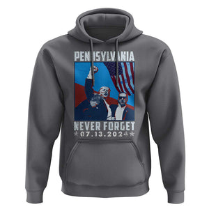 Trump Raised Fist Hoodie Butler Pennsylvania Never Forget July 13 2024 TS02 Charcoal Print Your Wear