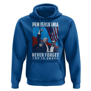 Trump Raised Fist Hoodie Butler Pennsylvania Never Forget July 13 2024 TS02 Royal Blue Print Your Wear