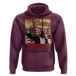 Trump 2024 Hoodie Raised Fist Fight For America American Flag Retro Vintage TS02 Maroon Print Your Wear