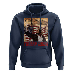 Trump 2024 Hoodie Raised Fist Fight For America American Flag Retro Vintage TS02 Navy Print Your Wear