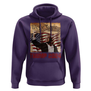Trump 2024 Hoodie Raised Fist Fight For America American Flag Retro Vintage TS02 Purple Print Your Wear
