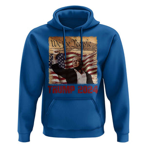 Trump 2024 Hoodie Raised Fist Fight For America American Flag Retro Vintage TS02 Royal Blue Print Your Wear