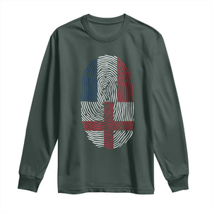 Proud France England Flag Fingerprint DNA Graphic Long Sleeve Shirt French Anglo English Heritage Roots Dual Patriotism