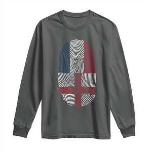 Proud France England Flag Fingerprint DNA Graphic Long Sleeve Shirt French Anglo English Heritage Roots Dual Patriotism