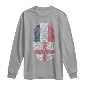 Proud France England Flag Fingerprint DNA Graphic Long Sleeve Shirt French Anglo English Heritage Roots Dual Patriotism