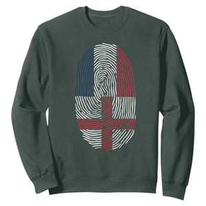 Proud France England Flag Fingerprint DNA Graphic Sweatshirt French Anglo English Heritage Roots Dual Patriotism