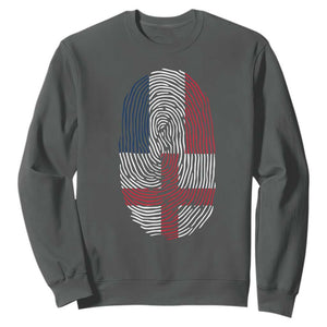 Proud France England Flag Fingerprint DNA Graphic Sweatshirt French Anglo English Heritage Roots Dual Patriotism