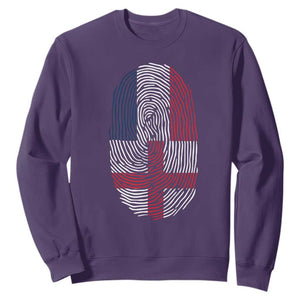 Proud France England Flag Fingerprint DNA Graphic Sweatshirt French Anglo English Heritage Roots Dual Patriotism