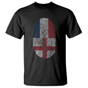 Proud France England Flag Fingerprint DNA Graphic T Shirt French Anglo English Heritage Roots Dual Patriotism