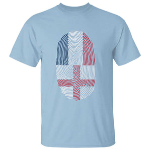 Proud France England Flag Fingerprint DNA Graphic T Shirt French Anglo English Heritage Roots Dual Patriotism