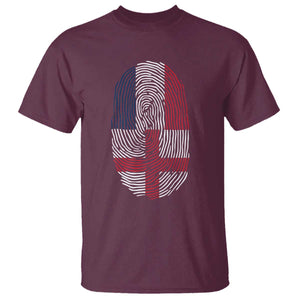 Proud France England Flag Fingerprint DNA Graphic T Shirt French Anglo English Heritage Roots Dual Patriotism