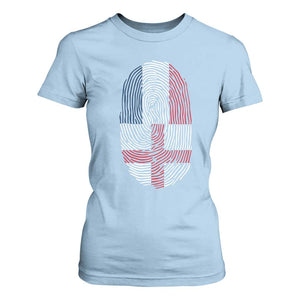 Proud France England Flag Fingerprint DNA Graphic T Shirt For Women French Anglo English Heritage Roots Dual Patriotism