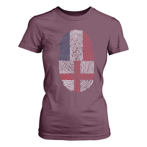 Proud France England Flag Fingerprint DNA Graphic T Shirt For Women French Anglo English Heritage Roots Dual Patriotism