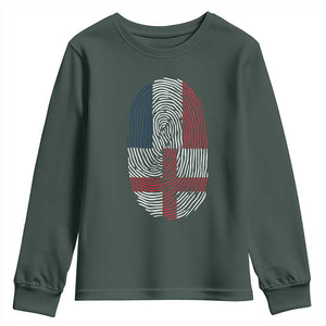 Proud France England Flag Fingerprint DNA Graphic Youth Sweatshirt French Anglo English Heritage Roots Dual Patriotism