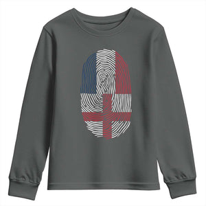 Proud France England Flag Fingerprint DNA Graphic Youth Sweatshirt French Anglo English Heritage Roots Dual Patriotism