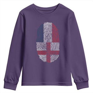Proud France England Flag Fingerprint DNA Graphic Youth Sweatshirt French Anglo English Heritage Roots Dual Patriotism