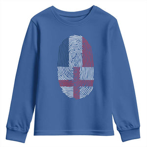Proud France England Flag Fingerprint DNA Graphic Youth Sweatshirt French Anglo English Heritage Roots Dual Patriotism