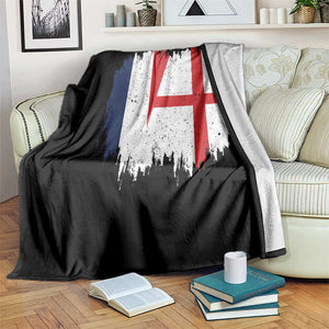 Vintage Grunge France England Flag Brush Stroke Graphic Throw Blanket French Anglo English Heritage Pride Match Day TS02 Print Your Wear