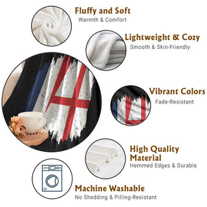 Vintage Grunge France England Flag Brush Stroke Graphic Throw Blanket French Anglo English Heritage Pride Match Day TS02 Print Your Wear