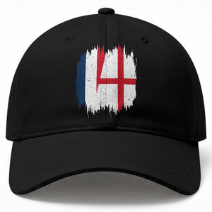 Vintage Grunge France England Flag Brush Stroke Graphic Baseball Cap French Anglo English Heritage Pride Match Day TS02 Print Your Wear