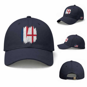 Vintage Grunge France England Flag Brush Stroke Graphic Baseball Cap French Anglo English Heritage Pride Match Day TS02 Baseball Cap Universal Fit Navy Print Your Wear