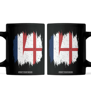 Vintage Grunge France England Flag Brush Stroke Graphic Coffee Mug French Anglo English Heritage Pride Match Day TS02 Black Print Your Wear