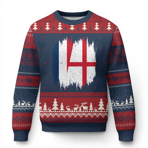 Vintage Grunge France England Flag Brush Stroke Graphic Ugly Christmas Sweater French Anglo English Heritage Pride Match Day TS02 Navy Red Print Your Wear