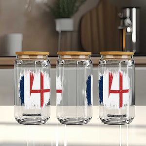 Vintage Grunge France England Flag Brush Stroke Graphic Glass Can French Anglo English Heritage Pride Match Day TS02 Print Your Wear