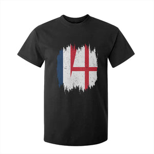 Vintage Grunge France England Flag Brush Stroke Graphic T Shirt For Kid French Anglo English Heritage Pride Match Day