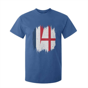 Vintage Grunge France England Flag Brush Stroke Graphic T Shirt For Kid French Anglo English Heritage Pride Match Day