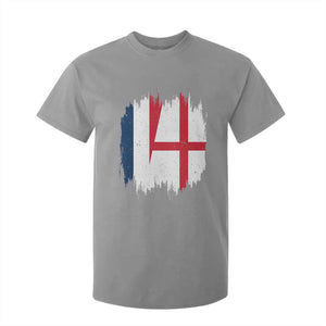 Vintage Grunge France England Flag Brush Stroke Graphic T Shirt For Kid French Anglo English Heritage Pride Match Day