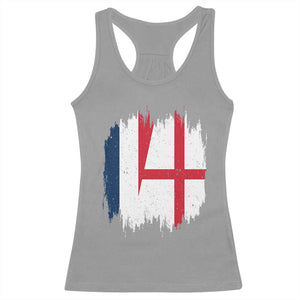 Vintage Grunge France England Flag Brush Stroke Graphic Racerback Tank Top French Anglo English Heritage Pride Match Day TS02 Sport Gray Print Your Wear