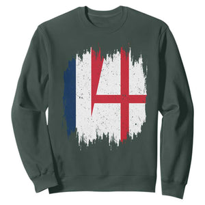 Vintage Grunge France England Flag Brush Stroke Graphic Sweatshirt French Anglo English Heritage Pride Match Day