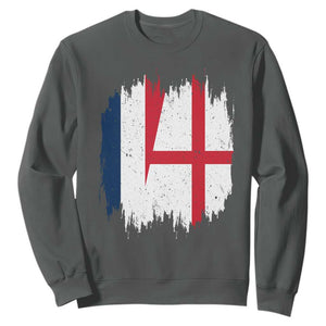 Vintage Grunge France England Flag Brush Stroke Graphic Sweatshirt French Anglo English Heritage Pride Match Day