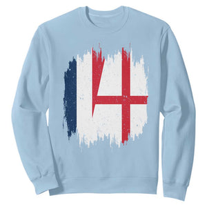 Vintage Grunge France England Flag Brush Stroke Graphic Sweatshirt French Anglo English Heritage Pride Match Day