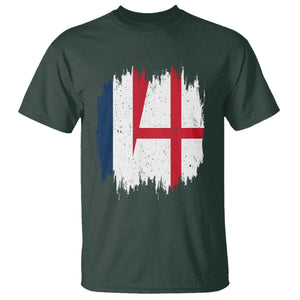 Vintage Grunge France England Flag Brush Stroke Graphic T Shirt French Anglo English Heritage Pride Match Day