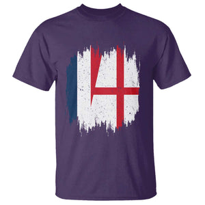 Vintage Grunge France England Flag Brush Stroke Graphic T Shirt French Anglo English Heritage Pride Match Day