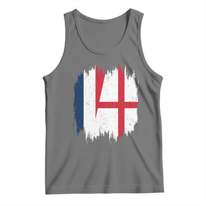 Vintage Grunge France England Flag Brush Stroke Graphic Tank Top French Anglo English Heritage Pride Match Day TS02 Black Heather Print Your Wear