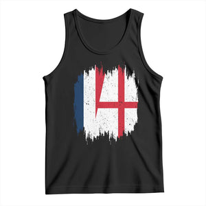 Vintage Grunge France England Flag Brush Stroke Graphic Tank Top French Anglo English Heritage Pride Match Day TS02 Black Print Your Wear