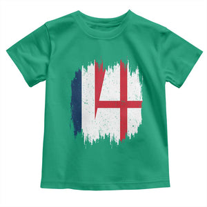 Vintage Grunge France England Flag Brush Stroke Graphic Toddler T Shirt French Anglo English Heritage Pride Match Day TS02 Irish Green Print Your Wear