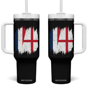 Vintage Grunge France England Flag Brush Stroke Graphic Tumbler With Handle French Anglo English Heritage Pride Match Day TS02 One Size: 40 oz Black Print Your Wear