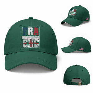 FRA ENG France England Flag Graphic Baseball Cap French English Country Pride TS02 Baseball Cap Universal Fit Irish Green Print Your Wear