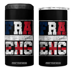 FRA ENG France England Flag Graphic 4 in 1 Can Cooler Tumbler French English Country Pride TS02 One Size: 16 oz Black Print Your Wear